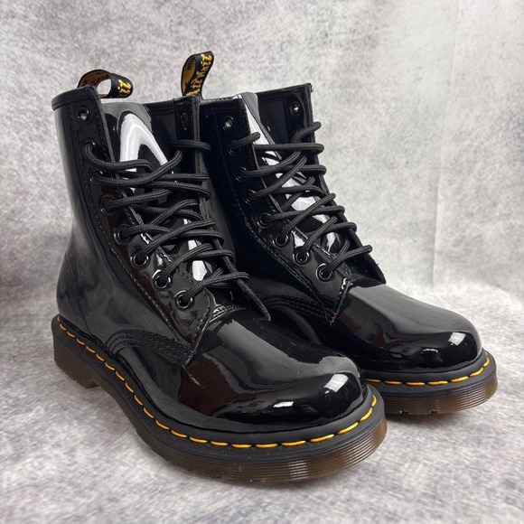 Dr. Martens 1460‎ W Black Patent Leather Boots Size 6 Women's NWOB